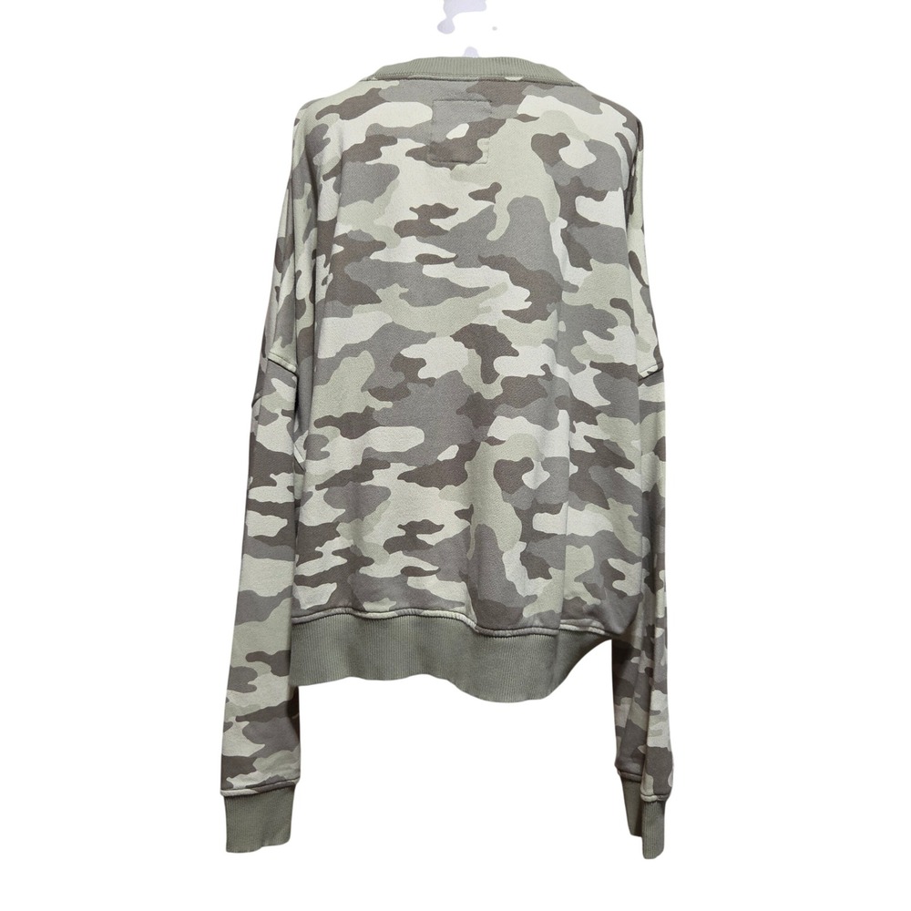 Aerie Camo Oversized Sweatshirt Green Camouflage Crewneck Pullover XXL New - Picture 3 of 8
